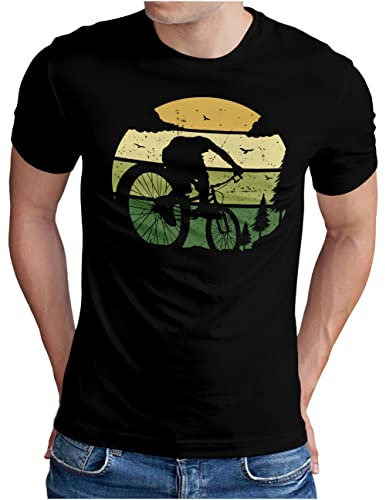 OM3® MTB Mountain Bike T-Shirt - Herren - Bicycle Off Road Wald Cycling - Schwarz, L