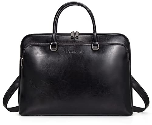 Blofinche Laptop Messenger shoulder bag: Genuine Leather work Briefcase 13.3 15.6 inch designer handbag
