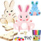 76 Stück DIY Osterhase Deko Set,Ostern Basteln Holz,DIY Osterhase Deko Bastel,Osterdeko Basteln Kinder,Ostern Basteln,Holzanhänger Ostern zum Bemalen,Ostern Holz Hase Bastelzubehör Dekorationen
