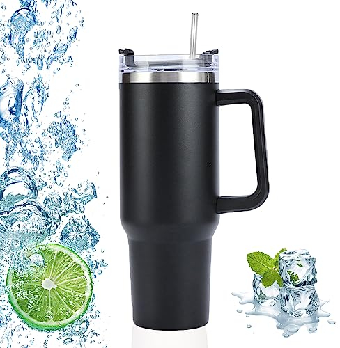 Doppelwandiger Edelstahl Thermobecher mit Strohhalm,Vakuum Isolierbecher Becher,Edelstahl Kaffeebecher mit Deckel,Kaffeetasse für Heißer und Kalter Getränke,Reisebecher Thermobecher Kaffee für Auto