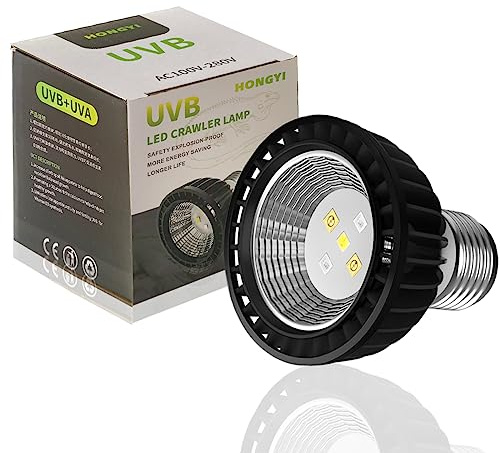 QeeHeng Reptilienlampe mit UVA, Vollspektrum Terrarienbeleuchtung | Professionelle UV-Lampe für Echsen, Schildkröten, Schlangen & Amphibien | Ideal für Regenwald-Terrarien(UVA+UVB 15.0 Lampe)