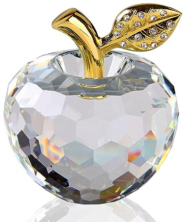 DOJOZ Kristall Apfel Briefbeschwerer Handwerk Dekoration Tischplatte Ornament Statue Home Decor (weiß)