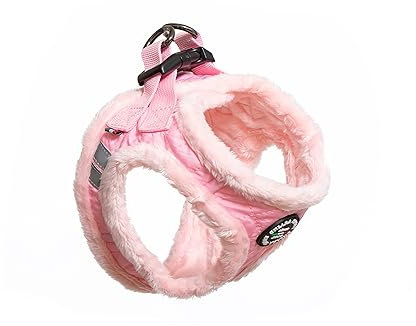 CHIARA Soft Brustgeschirr MIA, Größe M (weiches Hundegeschirr, außen wasserabweisender Stoff, anpassbar mit Klett-Verschluss, Sicherheit durch reflektierende Sicherheitsstreifen), Farbe: Pink