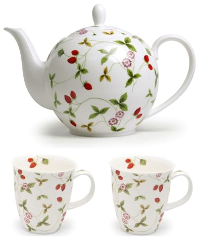 Dekomiro 4 Teil Teeservice Mirella TeaLogic 1 Teekanne 1,5 L und 2 Becher Reinigungstuch