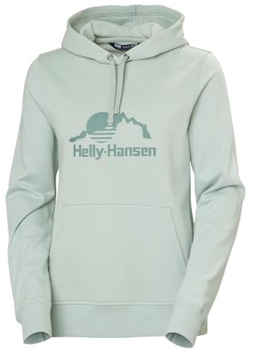 Helly Hansen Felpa con Cappuccio W Nord Graphic, 462 Nebbia Verde, L Donna
