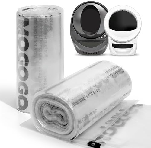 AMOGOGOPET Sacs à déchets, compatibles avec Litter Robot 4 et 3, lot de 50 sacs pour litière autonettoyante, capacité de 24 à 38 litres, pré-séparés, transparents, sacs à litière de rechange pour chat