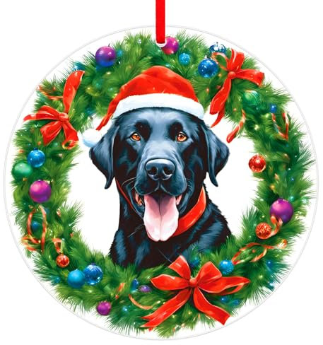 D24TIME Black Lab Christmas Ornament-Black Lab Ornament-Black Lab Ornaments for Christmas Tree Dog Lovers Labrador Retriever Gifts for Women Acrylic Chocolate Lab Black Lab Ornament 2024