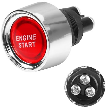 CERRXIAN 12V 50A Interruttore di accensione universale a spinta Pulsante di arresto di avvio, Interruttore del motore Interruttore di accensione di ricambio Interruttore a pulsante LED Pulsante di
