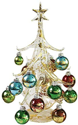 Leisurealeaneag Gelb Glas Weihnachtsbaum Ornament Miniatur Figuren für Indoor Party Desktop L