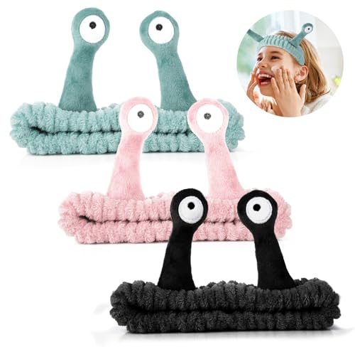 Molain Stirnband Mit Schnecke Gesichtswäsche Spa Stirnband für Damen Und Mädchen Korallen Fleece Make-Up Hautpflege Stirnbänder Niedliches Elastisches Stirnband Haarband Haar Accessoire