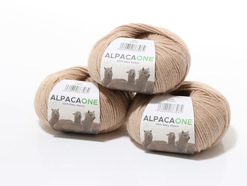 150 Gramm 100% Baby Alpaka Wolle 112m 4-4,5 Nadelstärke Nm 4/9 Strick-Häkel Garn Strickwolle, Farbe: Champagner