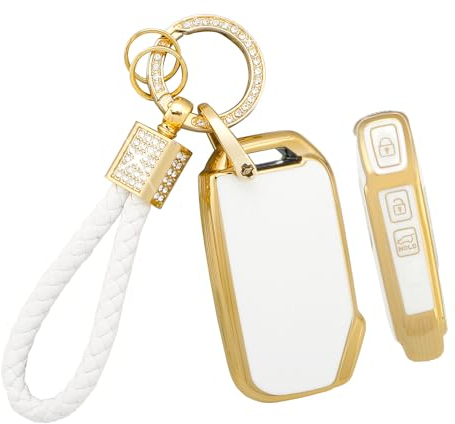 BLINGOOSE Autoschlüssel Hülle für Kia 3 Tasten mit Glitzer Schlüsselanhänger Car Schlüsselgehäuse Schutz für Kia Ceed Sportage Sorento 4 Proceed Niro Stinger R K5 GT Soul Forte Optima Seltos TPU