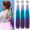 PORSMEER 3 Stück Lang Hellviolett/Blau/Dunkellila Haar Lametta zopf extension mädchen,60 cm Glattes Pferdeschwanz Haarteil Synthetik Haarverlängerung Zopf