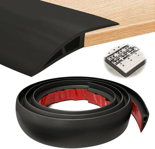 2M*5CM Barre de Seuil Adhesive, Seuil de Porte Adhesif PVC, Barre de Seuil Rattrapage de Niveau pour Hauteur du Seuil 5mm ~ 10mm, Rampe de Seuil Bandes de Transition Sol (Noir)
