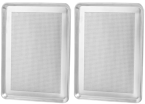 Saiyana 2 bandejas perforadas de aluminio para pasteles, resistentes al calor, antiadherentes, para horno, tostadora, hornear, bandejas de aluminio perforadas