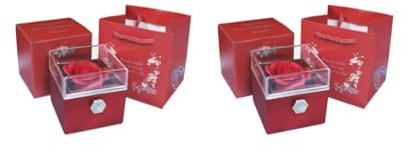 Adoorniequea Lot de 2 boîtes à bijoux en forme de rose pour fête des mères, cérémonie, anniversaire, rouge
