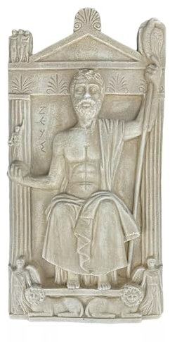 Zeus Jupiter griechischer römischer Gott sitzt auf Thron Relief Steinskulptur Wand groß