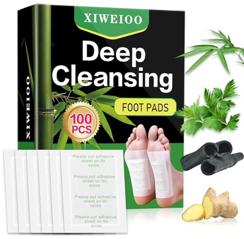 xiweioo 100 Foot Pads Feet Health Patches Natural Bamboo Vinegar Ginger