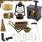 Wichtel Zubehör Weihnachten, Wichtelhaus Zubehör, Miniatur-Wichtelzubehör mit Leuchtendem Kamin, Petroleumlampe, Heuhaufen, Hacke, Gummistiefeln, Schubkarre, Besen, Brennholz, DIY Geschenk für Kinder