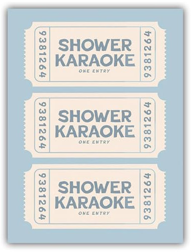 Pósteres azules de moda divertidos para ducha, karaoke, decoración de pared, retro, preppy costero, playa, lienzo, cartel de canto crema para dormitorio universitario, adolescente, baño, estético, 12