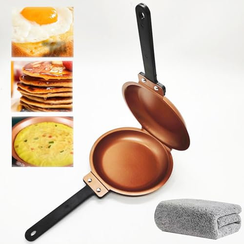 Flipmaster Pancake Pan, Double-Sided Non-Stick Pancake Maker, Breakfast Frying Pan for Fluffy Pancakes Omelette Frittata and More, Flipmaster Pan (Orange)