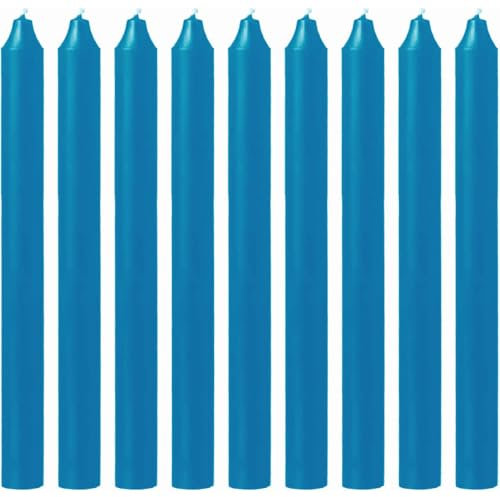 Tezraftaar® 25 x Dinner Candles Blue Paraffin Wax Tapered Candle Unscented Long Burning 190mm for Christmas Parties Restaurants Dining
