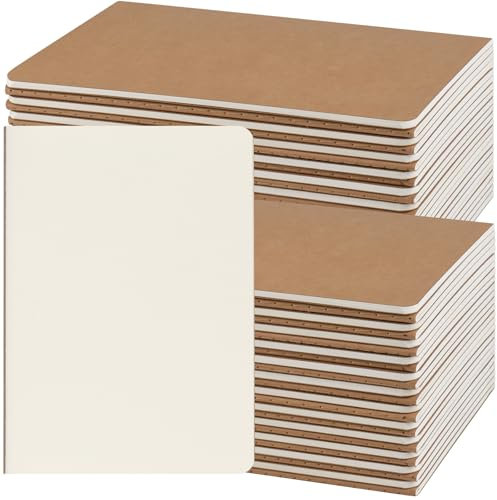 ZCZN Notizbuch A5 blanko, 48 Stück Kraft Cover Notizheft mit 30 Blatt, Heft für Büro und Schule