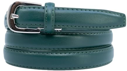 YEHMAN Klassischer Damengürtel, schmal, 2 cm, Rindspaltleder, verstellbar, 120 cm, dunkelgrün, 120 cm