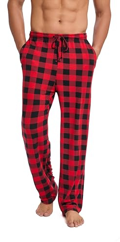 Dosieyeo Pantalon de pyjama pour homme - Long - Léger et aéré - Avec poches - Pantalon ample avec taille élastique - Pantalon de loisirs - M à 3XL