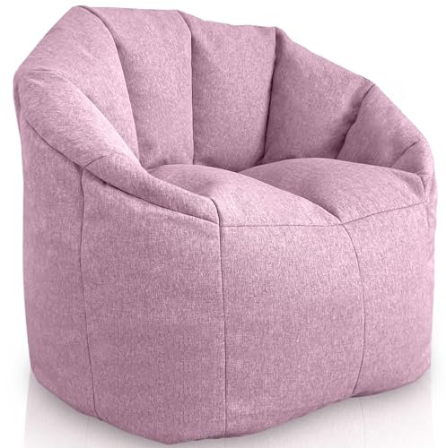Aiire Luxus Sitzsack Sofa Erwachsene - Relaxo Bean Bag Chair Design mit Füllung für Kuschelecke - Moderner Sitzsäcke Sessel für Mädchen und Kinder aus Baumwolle Rosa