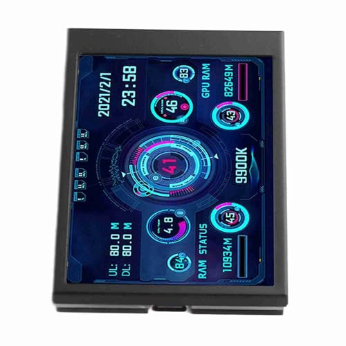 Computer Temp Monitor, PC Case Screen 3.5in LCD Computer Temp Monitor, IPS Full View PC Case Accessories with Your PC and Includes a Stepless Brightness Adjustment Feature For