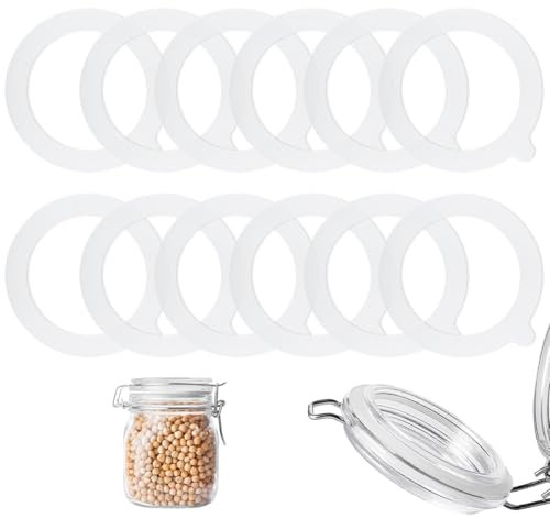 12 Stück Gläser Gummiringe für Weckgläser, Dichtringe für Einweckgläser, 70 x 95mm Weiß Gummiringe für Gläser, Einmachglas Ersatz Einmachringe, Einmachgummiringe für Weithalsgläser, Einmachglasdeckel