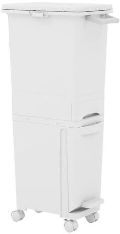 RELAX4LIFE Pattumiera Differenziata 32L, Cestino per Rifiuti con 2 Cassetti e 2 Scomparti, Raccolta Differenziata in Plastica, per Cucina, 40 x 26 x 84 cm
