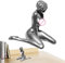 Mädchenstatue | Silberne kniende nackte aus Kunstharz – weibliche Körperstatue, Kunst-Skulptur, Frauen-Körper-Skulptur, Kunsthandwerk für Wohnungstisch