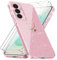 Cover Compatibile con Samsung Galaxy S25/ Samsung Galaxy S24 5G, con 3 Pezzi Vetro Temperato Pellicola Protettiva, Glitter e Antimpronta Custodia, Antigraffio e Morbido Caso - Rosa