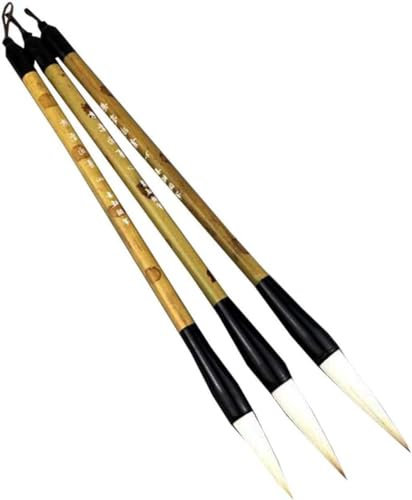 NIRNHYRUR Ensemble de Calligraphie Pinceaux Aquarelle, Lot de 3 pinceaux de Calligraphie Chinoise, Pinceau Kanji Japonais, Pinceau de Dessin Aquarelle
