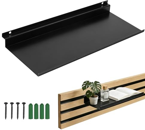 MIGUBIGU 1 Pcs Regal für Akustikpaneele Ohne Bohren 40 x 15 cm | Wandorganizer für Akustikpaneele Schwarz, Akustikpaneeles Zubehör für Büro, Wohnzimmer, Schlafzimmer, Paneele Wand