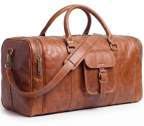SID & VAIN Weekender Landon aus Vintage Leder I Sporttasche groß Herren 60 cm I Reisetasche Handgepäck braun handgefertigt