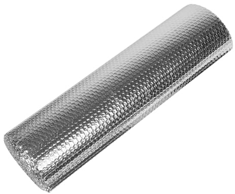 Ciieeo Film Thermique Isolant à Bulles Double Face pour Radiateur Argenté, Rouleau de 5m X 60cm en Aluminium, Prévient la Perte de Chaleur, Facile à Couper et Coller, pour Isolation