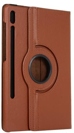 VoxShell Case for Samsung Galaxy Tab S6 10.5 Inch 2019 Model (SM-T860/T865),Kids Solid Color 360 Rotate Four Corners Protective Stand,Flip Slim Swivel Plain PU Leather Folio Cover (Brown)