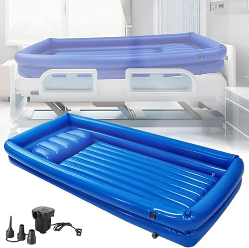 Kit de baignoire de douche gonflable, système de douche simple au lit, kit de baignoire-douche de chevet en PVC, aide au bain au lit pour les patients âgés handicapés alités