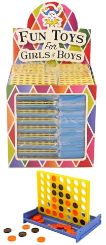 Henbrandt 40 x Mini Line Up 4 Games | Travel Strategy Game for Kids | Mini Size 8x5.6cm, Two-Player Strategy Game, Orange and Brown Discs, Party Bag Filler