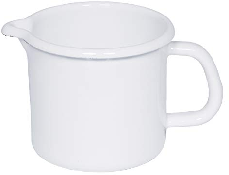 Riess, 0039-033, pentola per becco 10, colore bianco classico, capacità 0,75 l, diametro 10 cm, altezza 10 cm, smaltata, bianco, pentola per latte a induzione