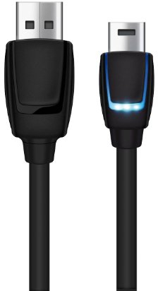 Konix Mythics Cordon de charge pour manette DualSense PS4 - Indicateur LED niveau de batterie - Connexion USB - Câble 3 m - Noir