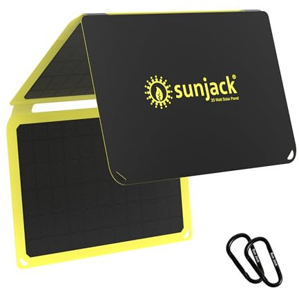 SunJack Cargador de panel solar monocristalino ETFE plegable de 25 vatios IP67 impermeable con USB-C y USB-A para teléfonos celulares, tabletas y portátil para mochileros, camping, senderismo y más