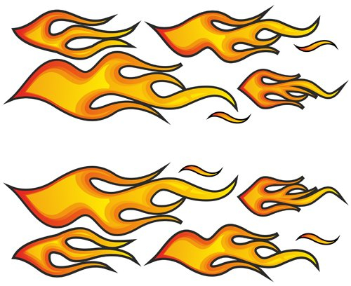 Motoking Racing Aufkleber Fire Flames Big Feuer Flammen Sticker Set - 12 riesige Aufkleber in XXL Größe