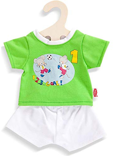 Heless 1660 - Bekleidungs-Set für Puppen im Fußball-Design, 2 teilig mit Sporthose und Trikot, Größe 28 - 35 cm