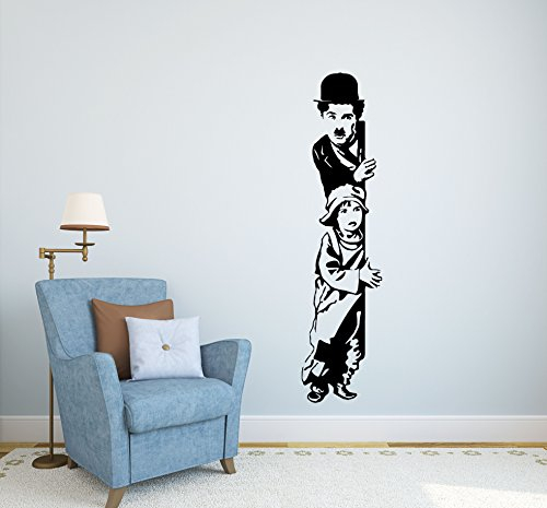 Aufkleber4You ® Wandaufkleber Charlie Chaplin: der Monello Wandaufkleber Vinyl Dekor Vinyl Aufkleber Dekor für Wände und Wände (Medium 24 x 95 cm)