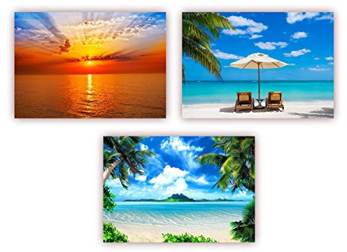LYSCO 3 Stück XXL Poster 100 x 70cm - (Posterset-05) - drei verschiedenen Sommer-Strand-Motive