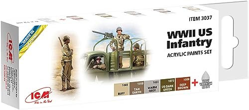 ICM - Set Peinture WWII Us Infantry Acrylic Paint Set 3037 Maquette Char Promo